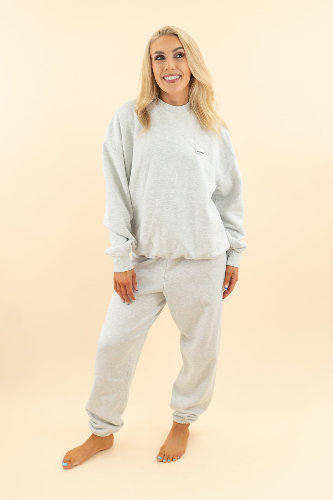 AUCTION joah brown light grey crewneck sweat set (os)