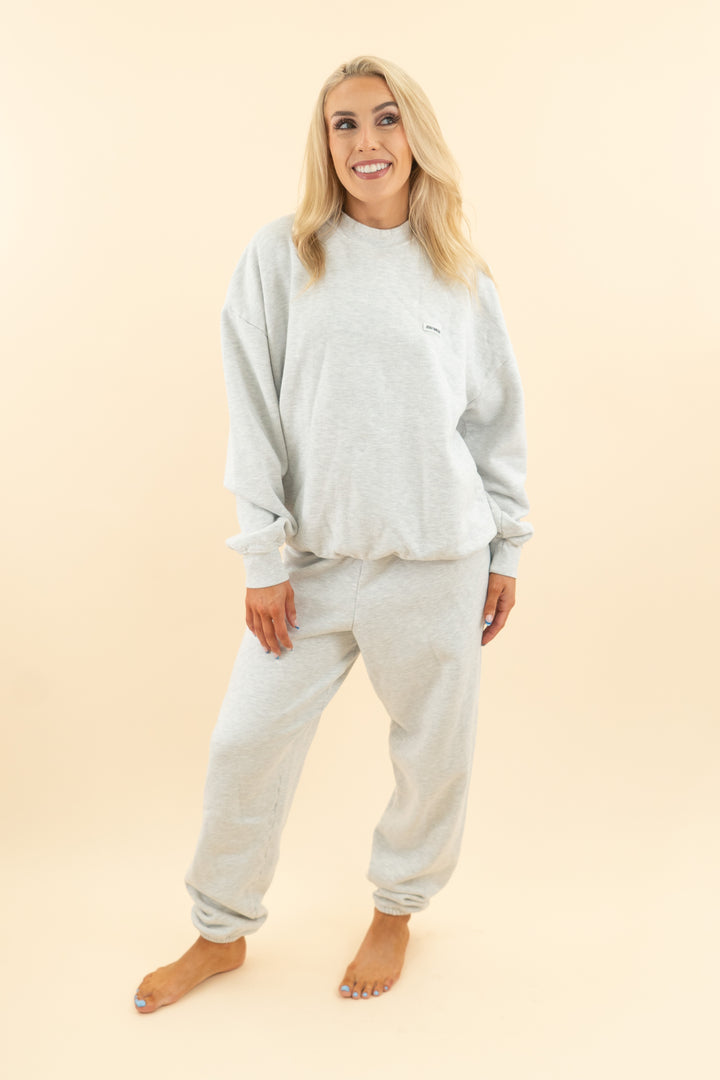 AUCTION joah brown light grey crewneck sweat set (os)