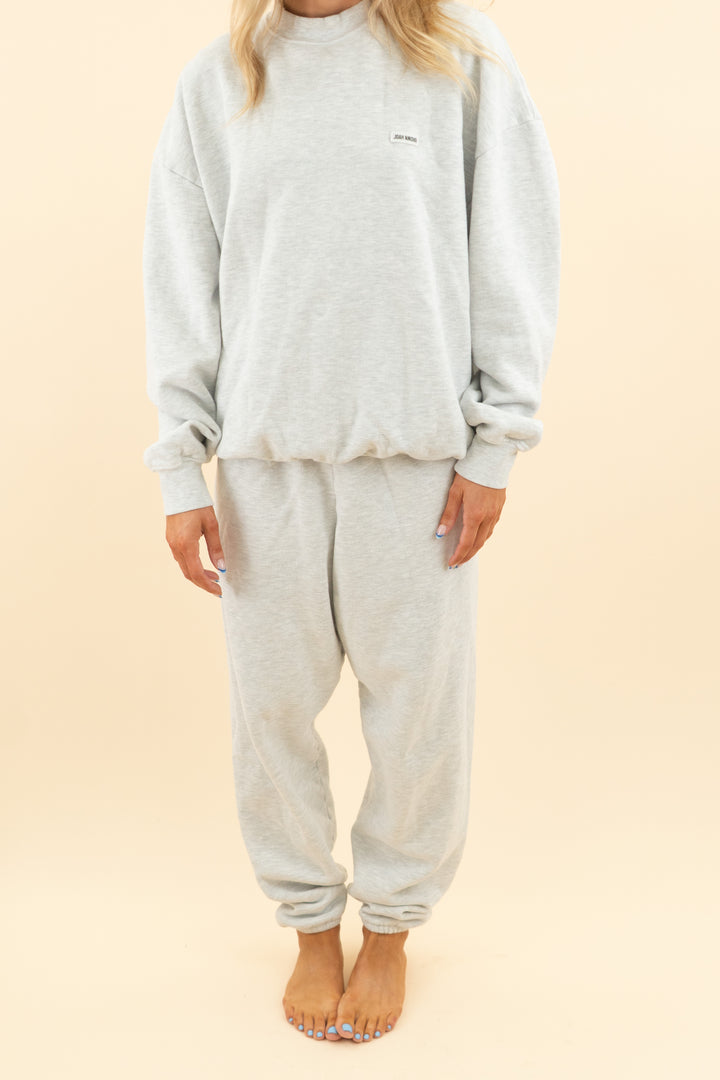 AUCTION joah brown light grey crewneck sweat set (os)
