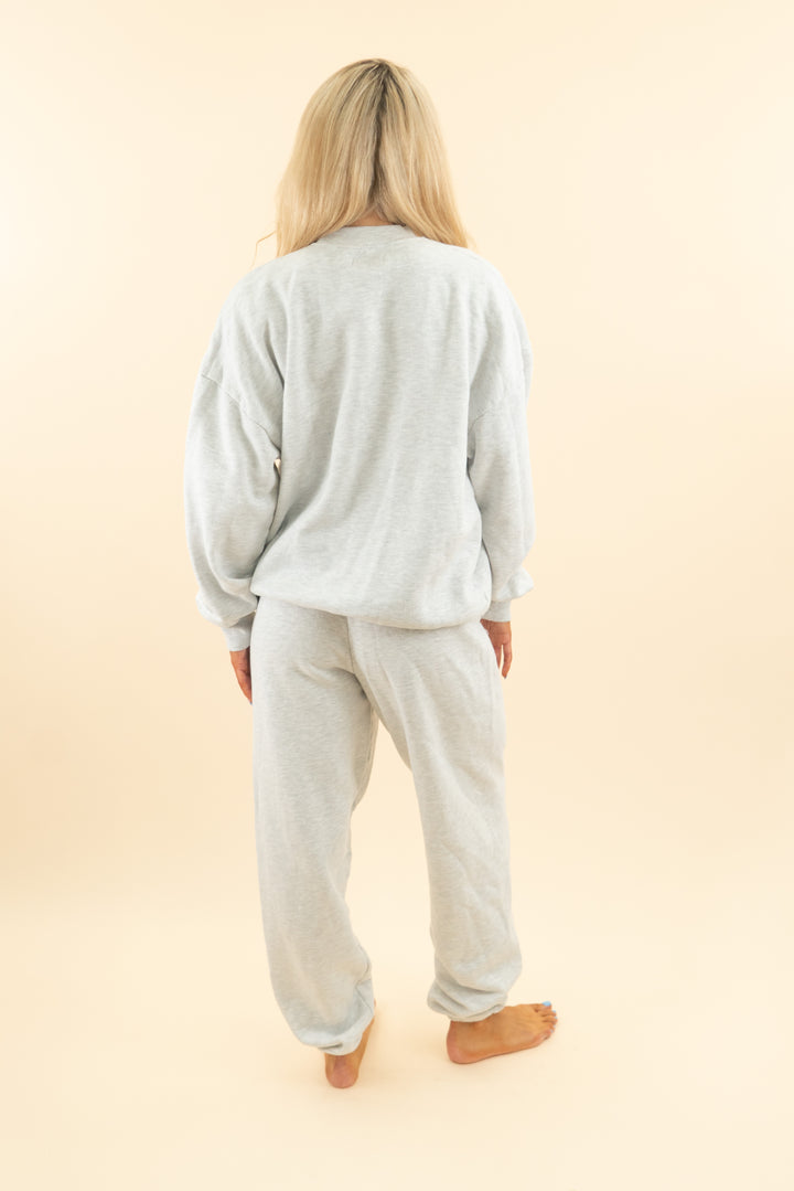 AUCTION joah brown light grey crewneck sweat set (os)