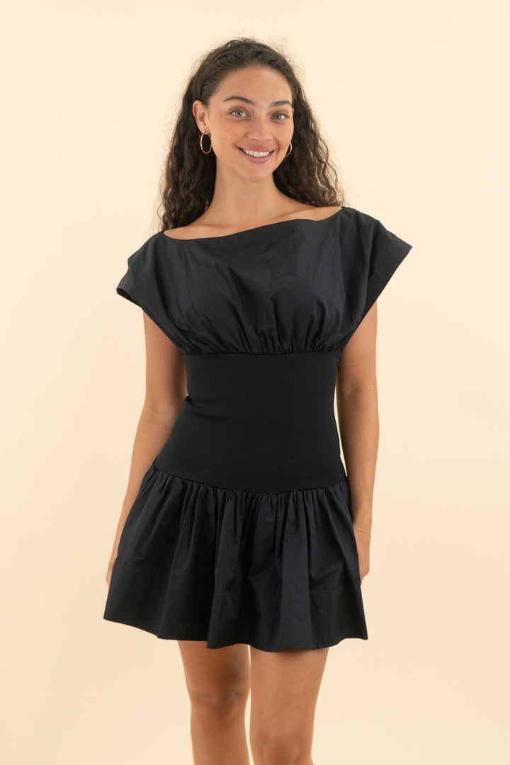 helsa black rib mix shirting mini dress* (s; retail $278)