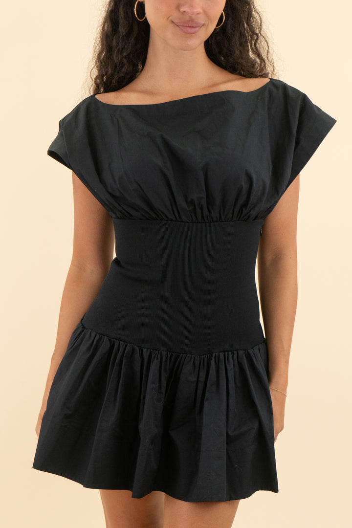 helsa black rib mix shirting mini dress* (s; retail $278)