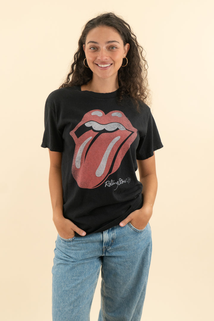 AUCTION rolling stones black band logo tee (m)