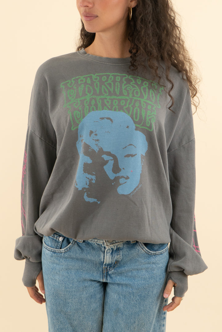 AUCTION the laundry room grey marilyn monroe graphic crew neck sweatshirt (s)