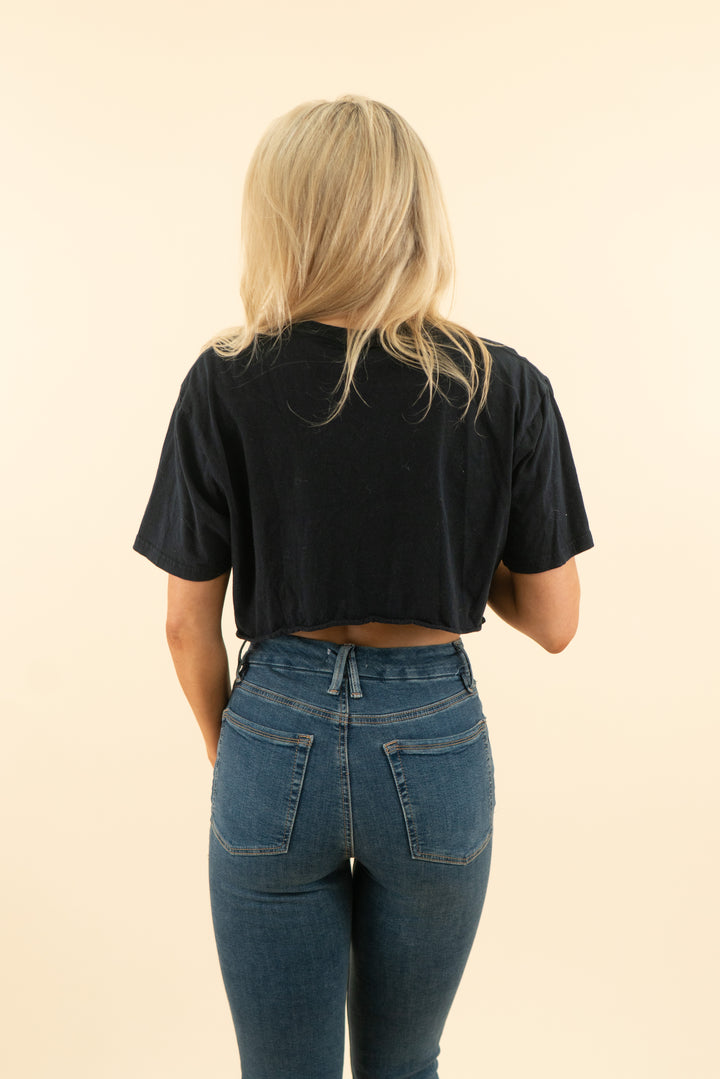 AUCTION guns n' roses black cropped graphic tee (l)