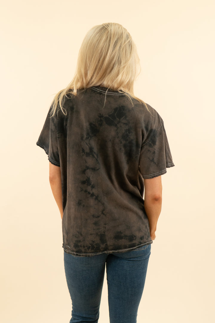 AUCTION aaliyah black and brown acid wash graphic t-shirt (m)