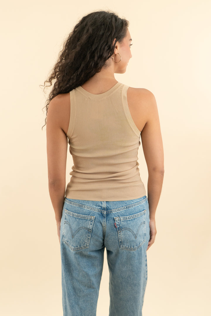 zara tan ribbed scoop neck tank (m; retail $12.90)