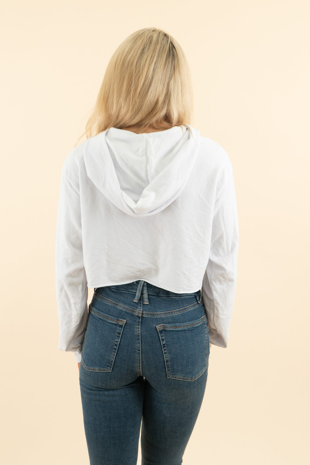 talentless white crop long sleeve hoodie (s; retail $99)