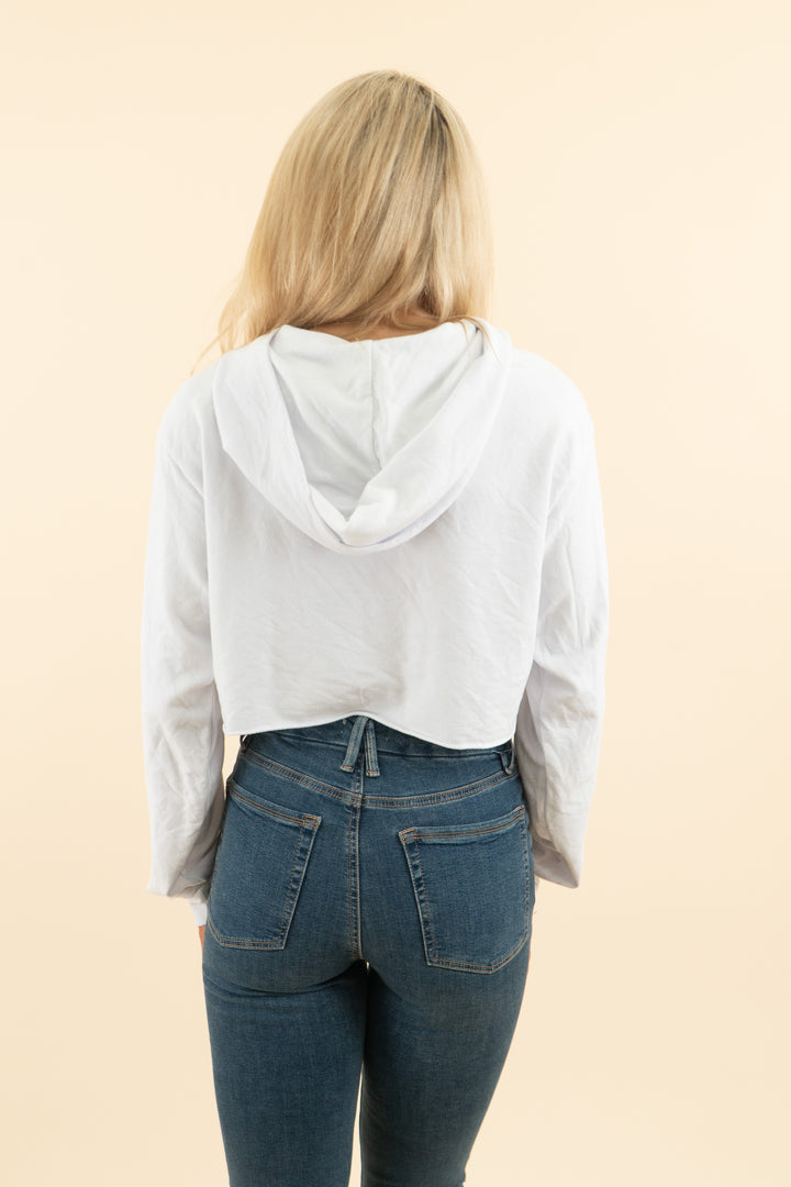 talentless white crop long sleeve hoodie (s; retail $99)