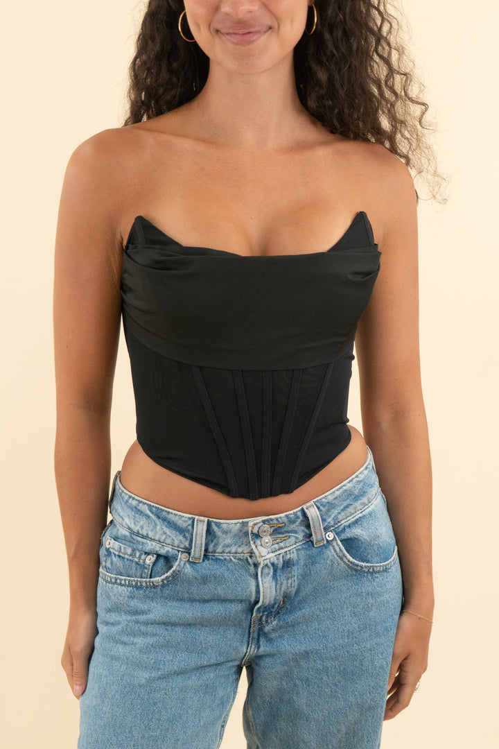 black mesh corset top (s; retail $50)