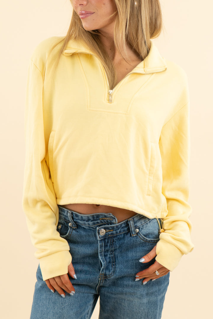 salt project yellow cropped quarter zip (s; retail $78)