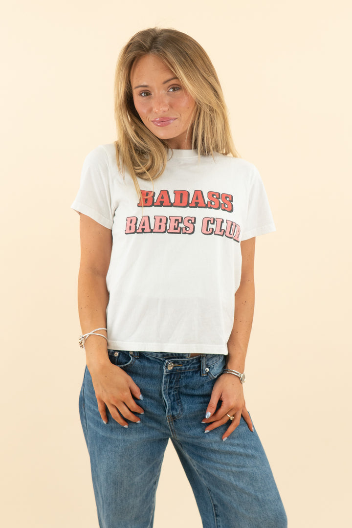 AUCTION mulberry and grand white "badass babes club" graphic tee (s)