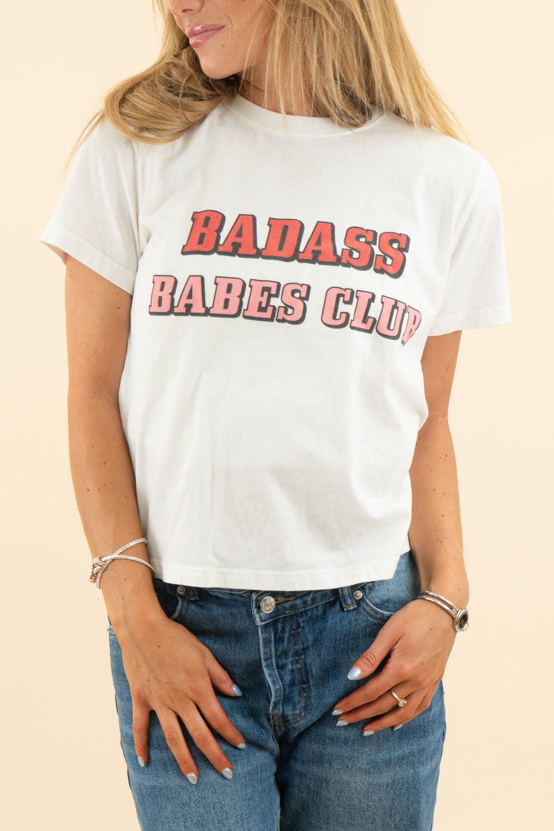 AUCTION mulberry and grand white "badass babes club" graphic tee (s)