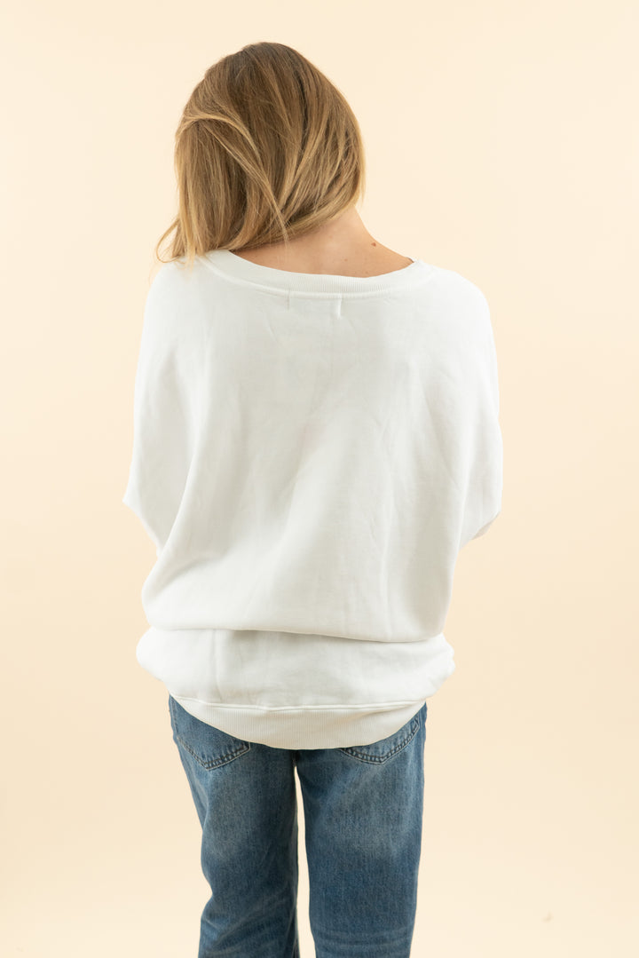 wildfox white crew neck with woman's face *(m; retail $89)
