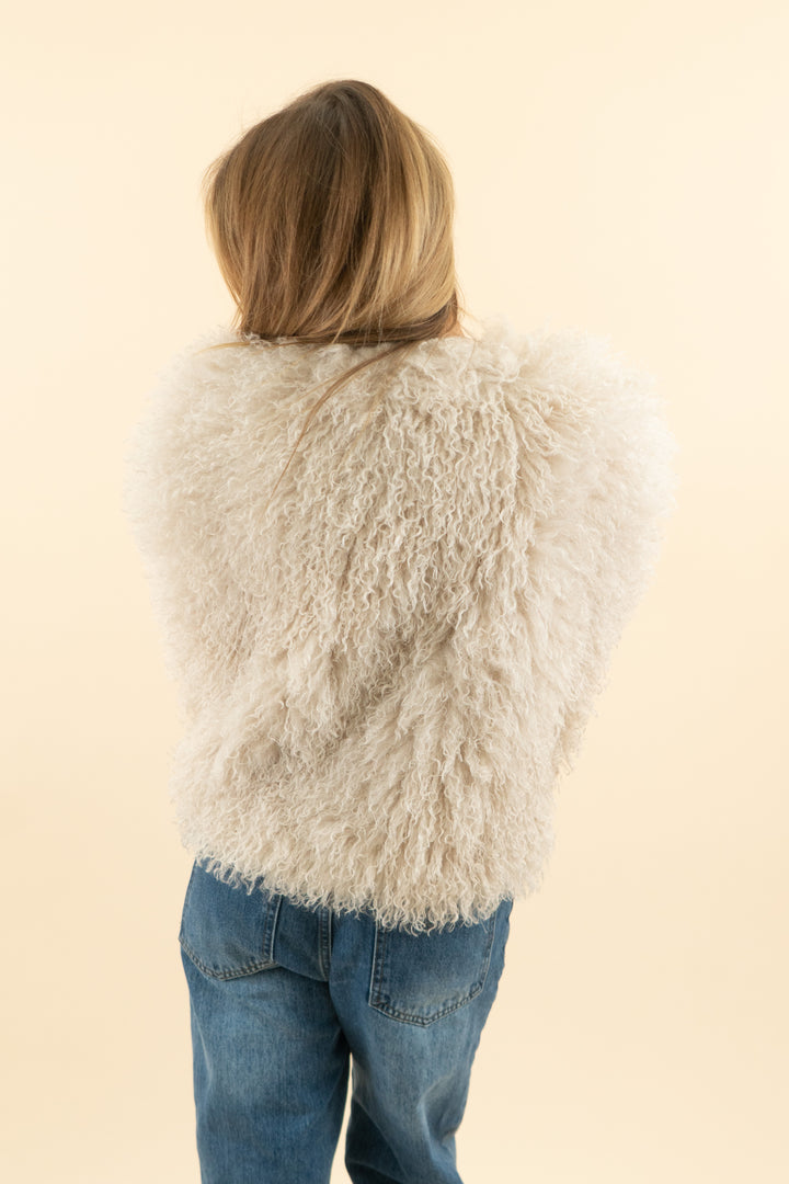 outcast cream faux fur miranda jacket (m; retail $144)