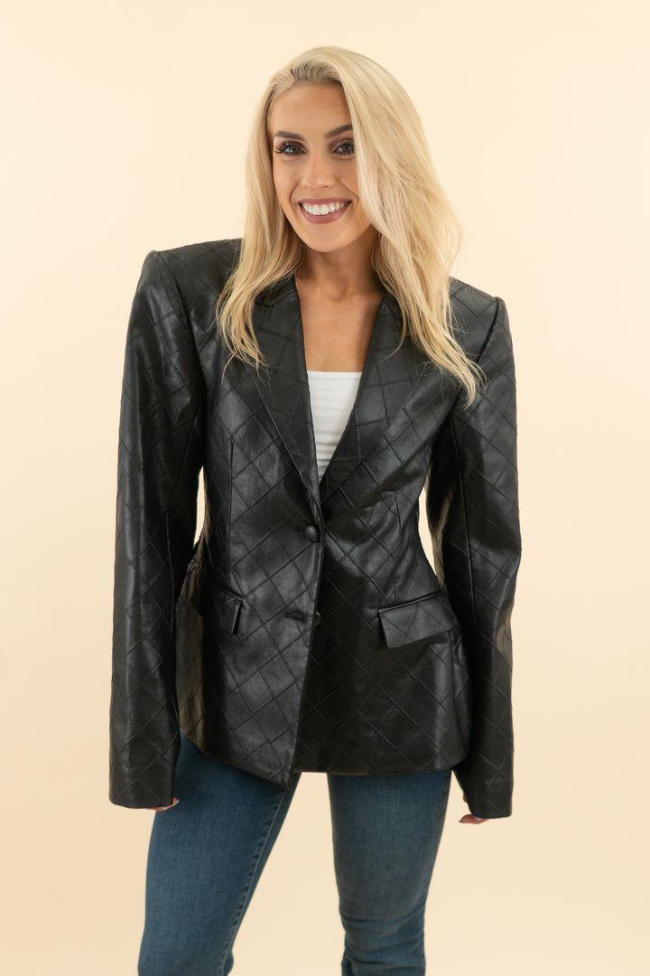 AUCTION naked wardrobe black quilted leather blazer (m)
