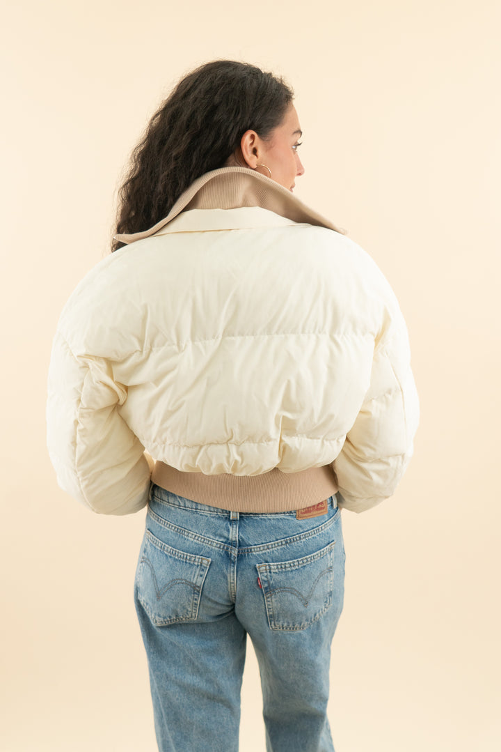 AUCTION jluxlabel cream and taupe puffer jacket (s)