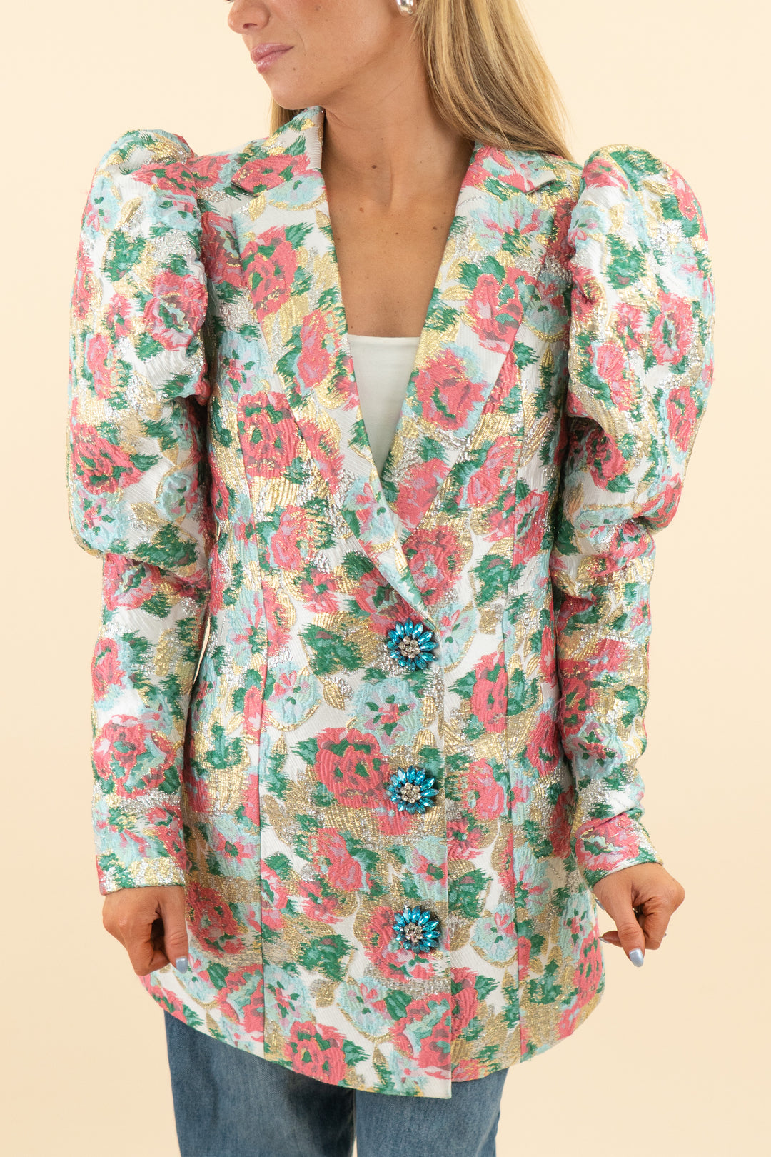 AUCTION rotate floral shimmer blazer dress (4)