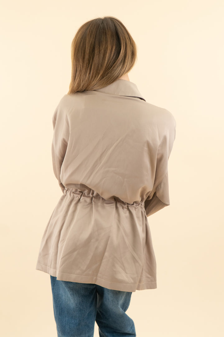 AUCTION open edit white-gold metallic oversized cargo jacket (m)