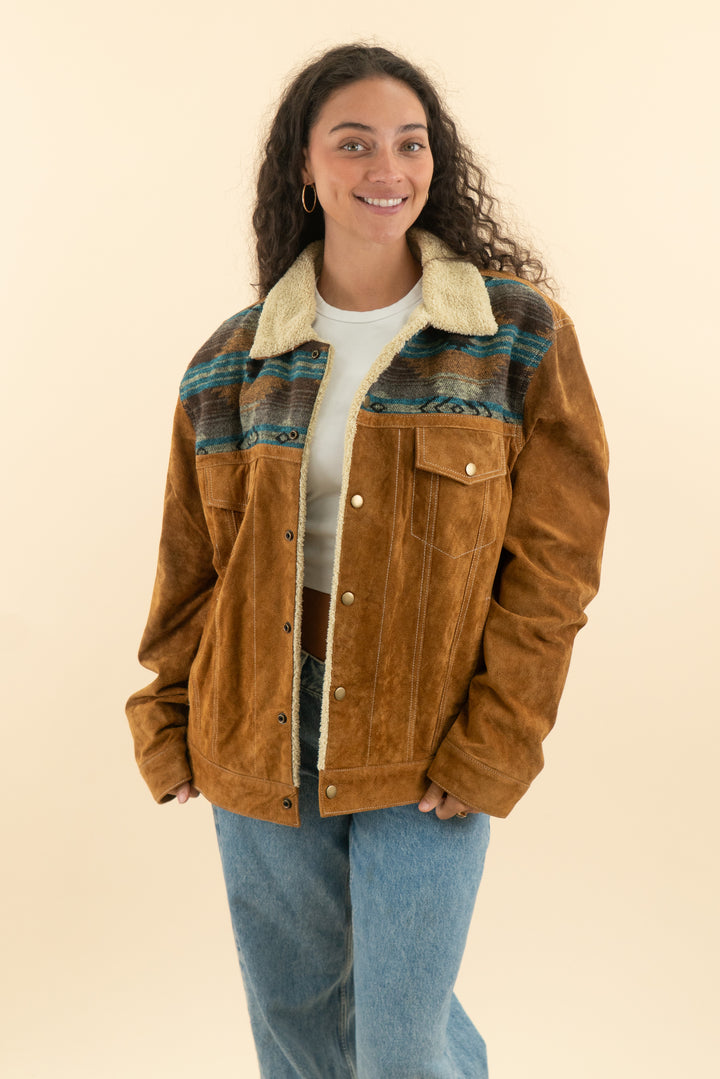 AUCTION scully brown suede western jacket (l)