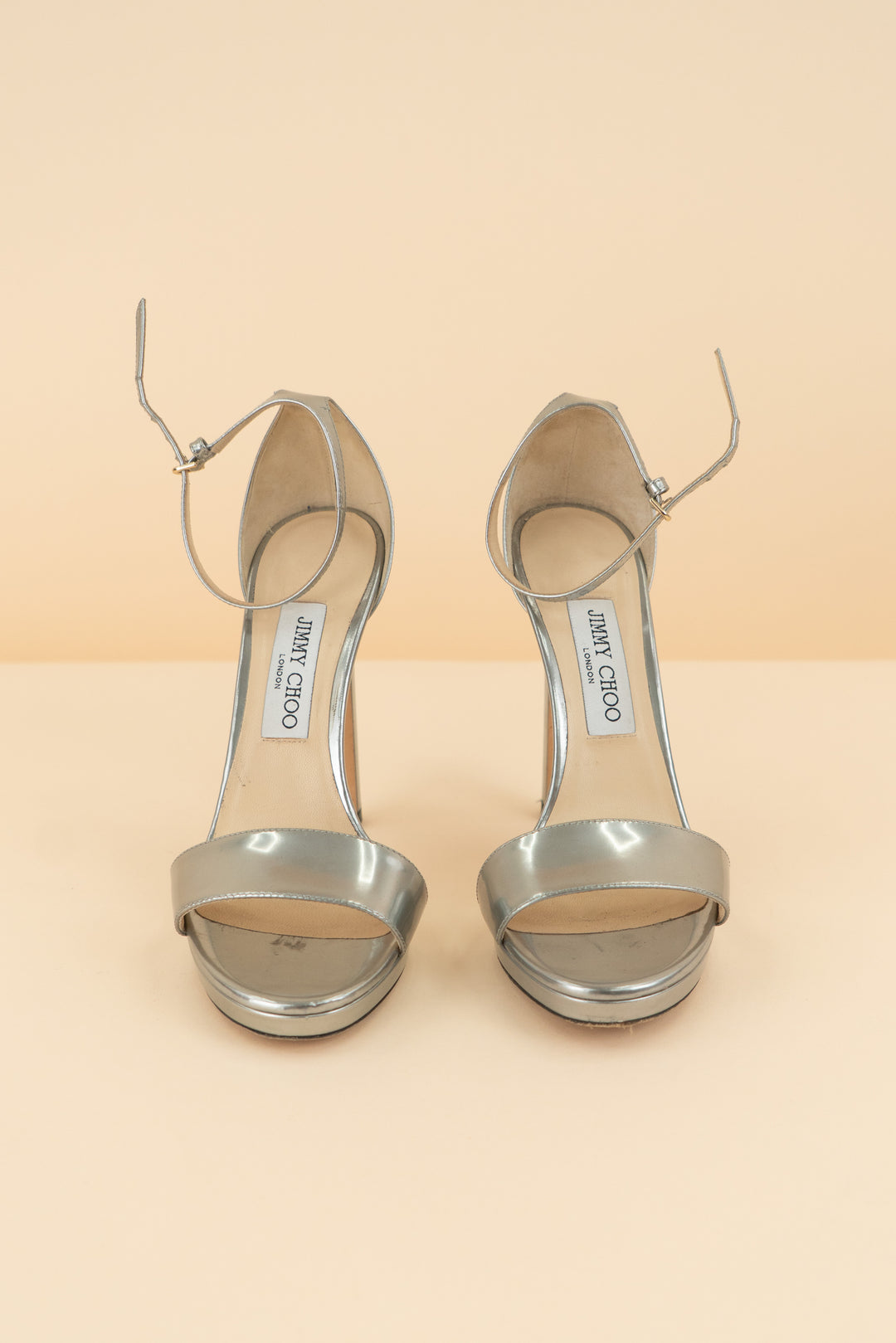 AUCTION jimmy choo shiny silver high heels (38.5)