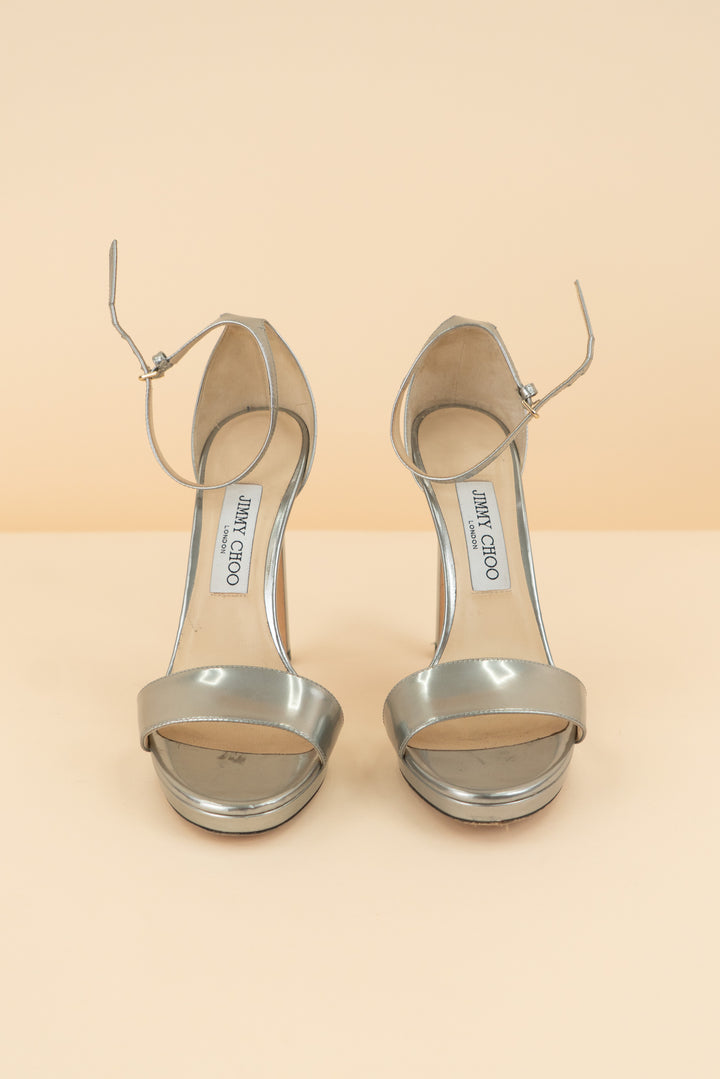 AUCTION jimmy choo shiny silver high heels (38.5)