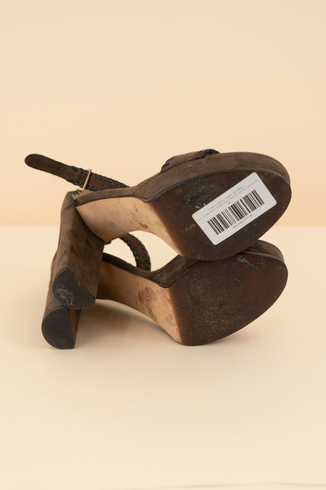 AUCTION jimmy choo brown suede black leather stitched heels (38)