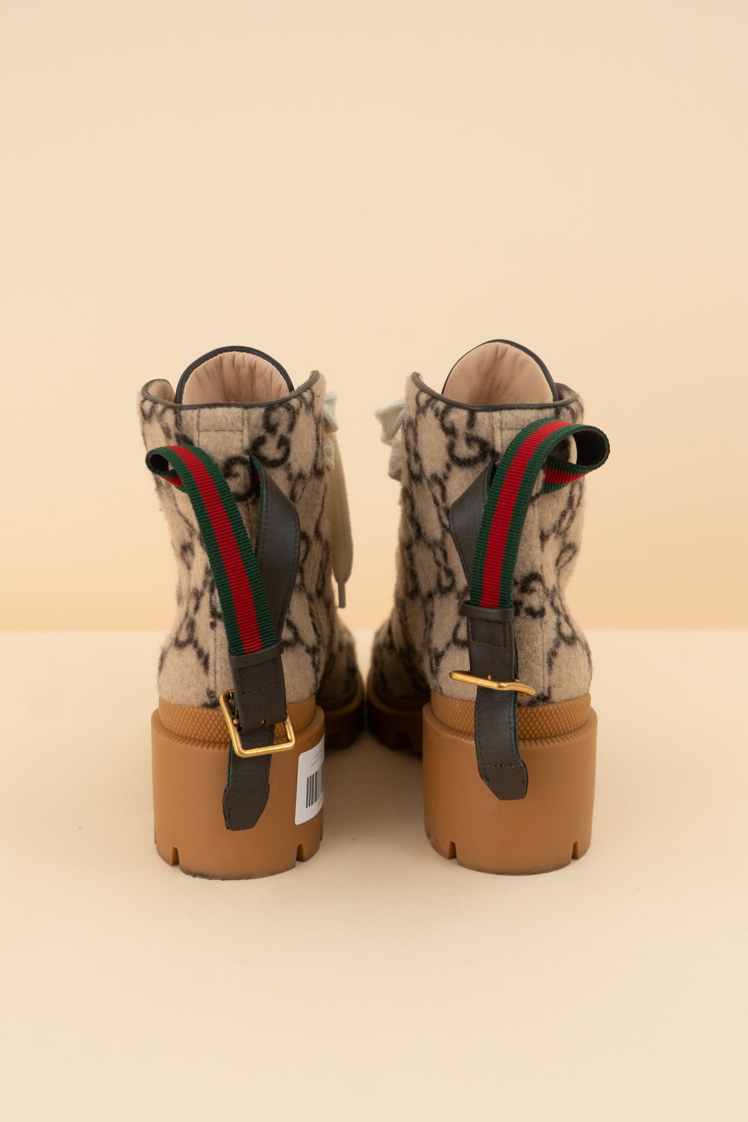 gucci fuzzy lace up hiking boots (38.5/ US7.5-8.5; retail $1,390)