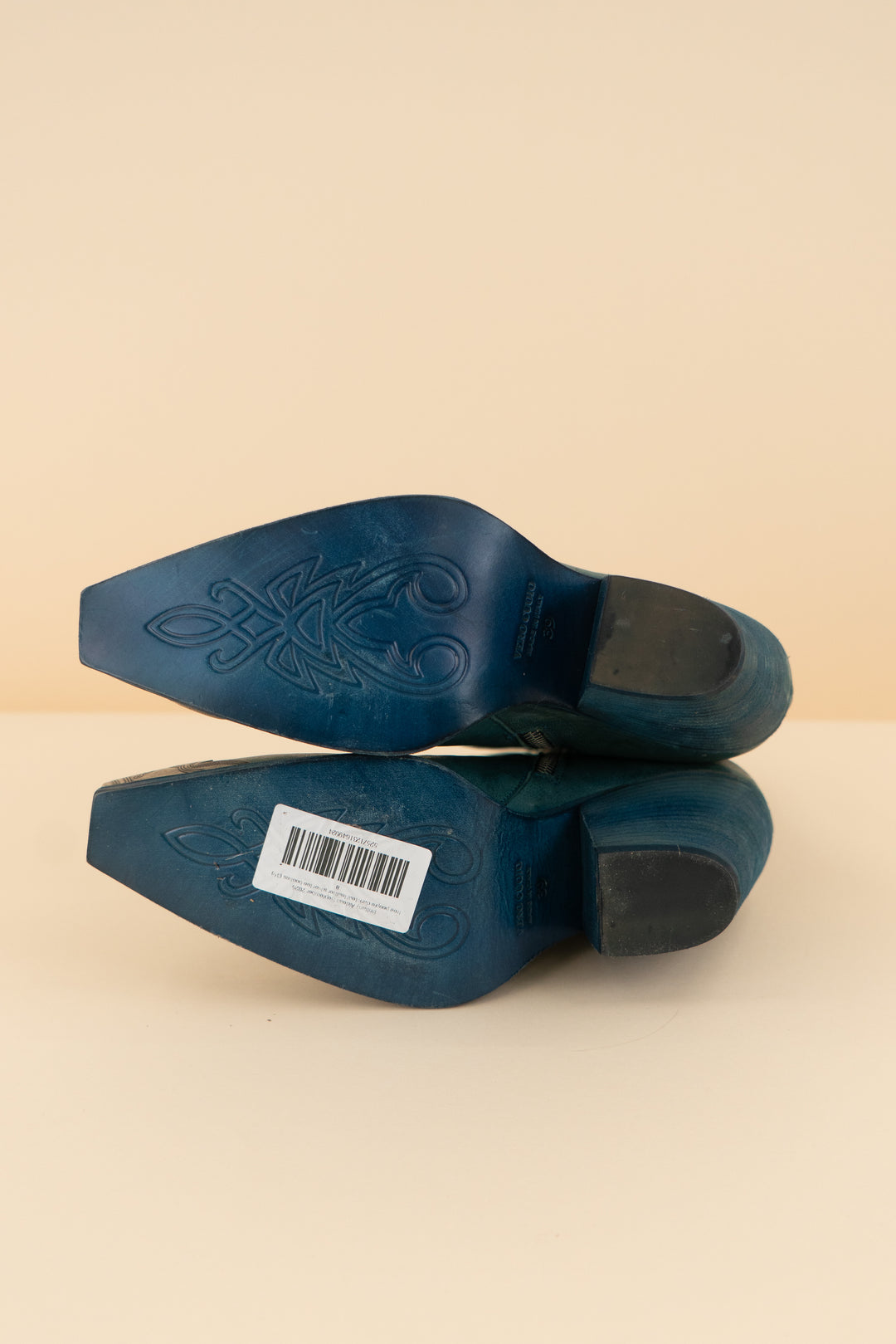 AUCTION free people dark teal leather silver toe booties (39)