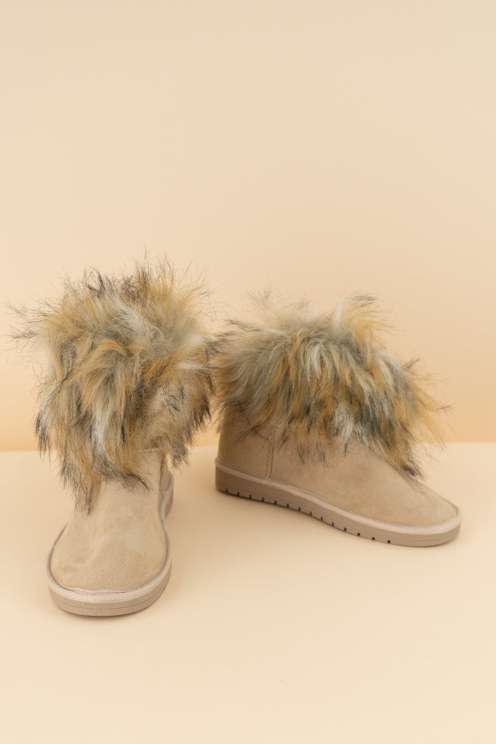 light tan suede fur booties (8)
