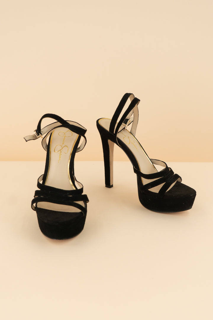 jessica simpson black velvet super high heels (8.5; retail $110)