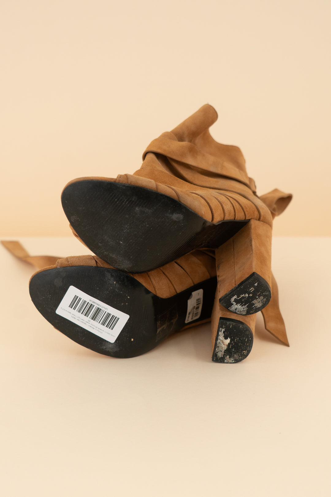 aldo brown suede strappy open toe high heel bootie (39; retail $140)