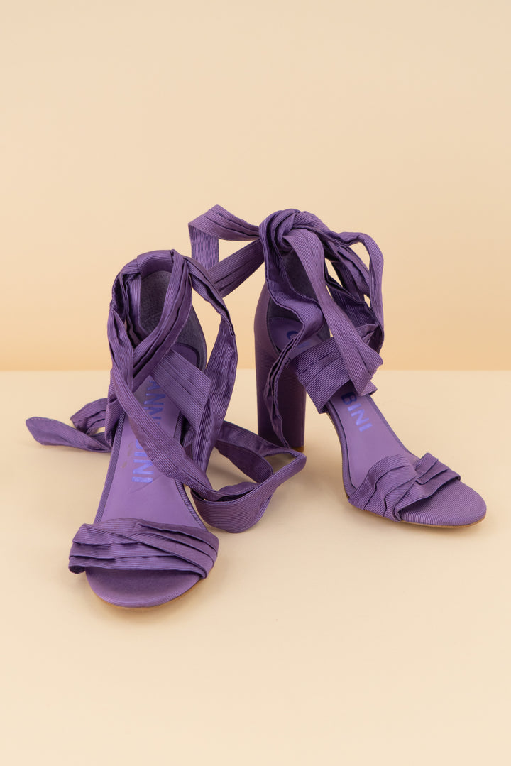 gianni bini purple ribbon strappy heels (8.5; retail $119)