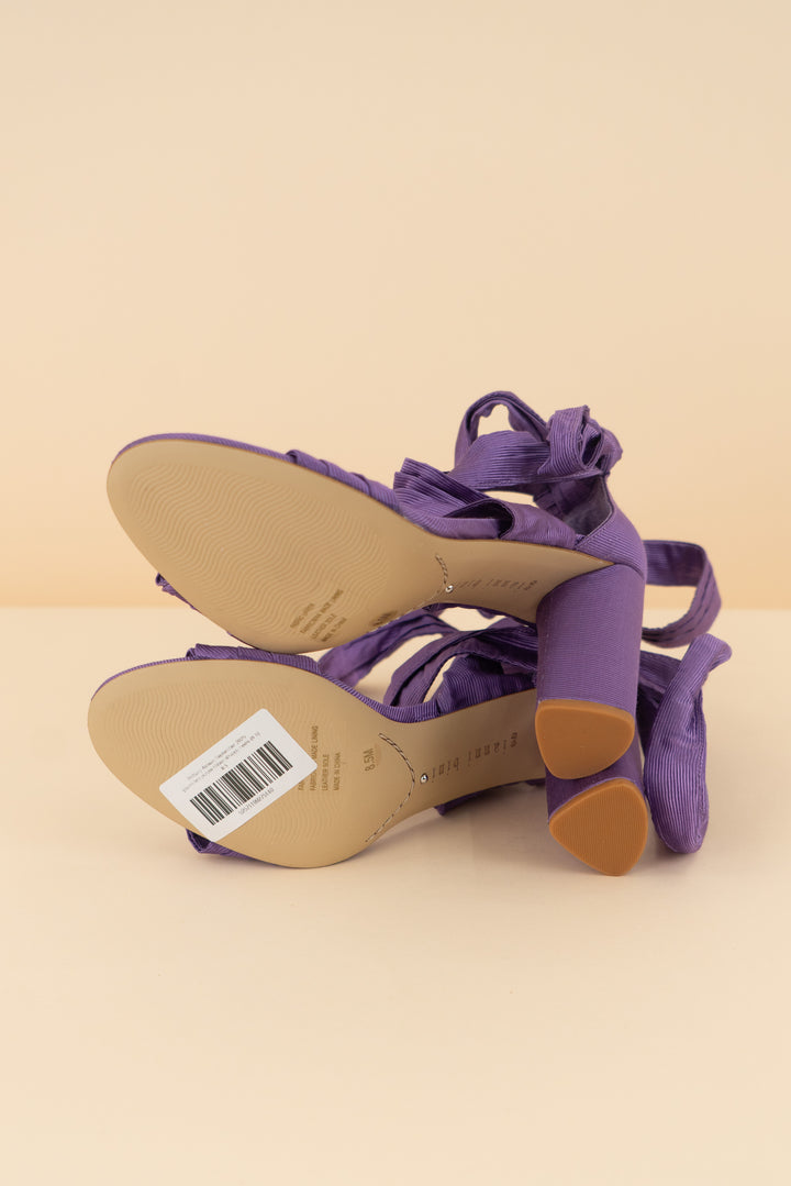 gianni bini purple ribbon strappy heels (8.5; retail $119)