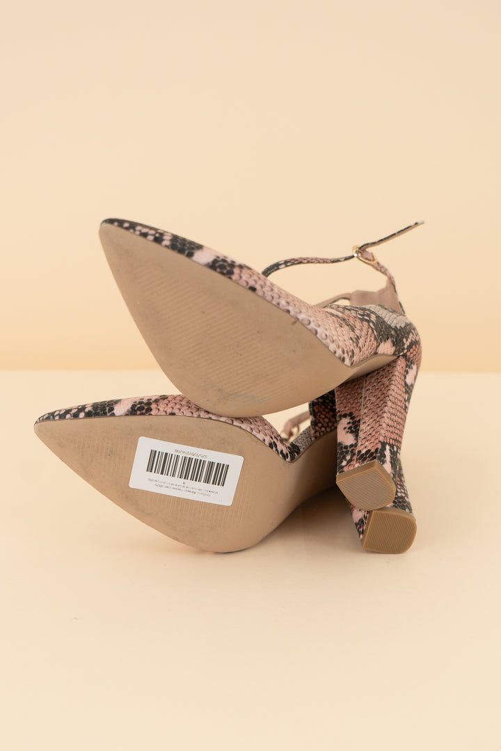 shoedazzle mauve snake skin pumps (8; retail $66.95)