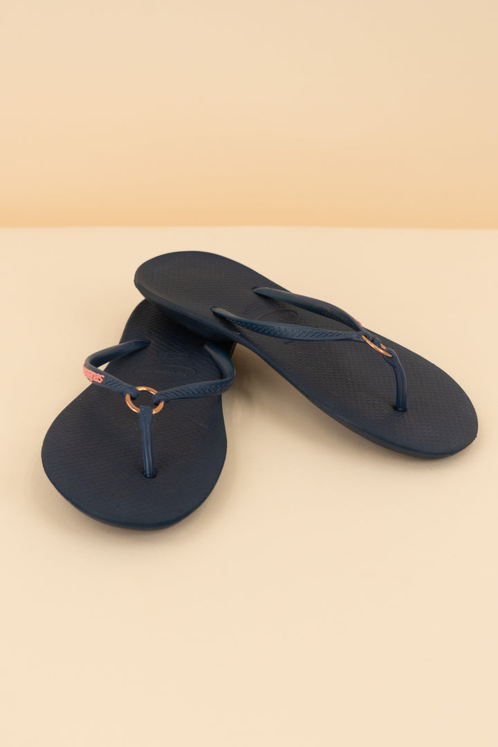 havianas navy flip flops (37-38; retail $34)