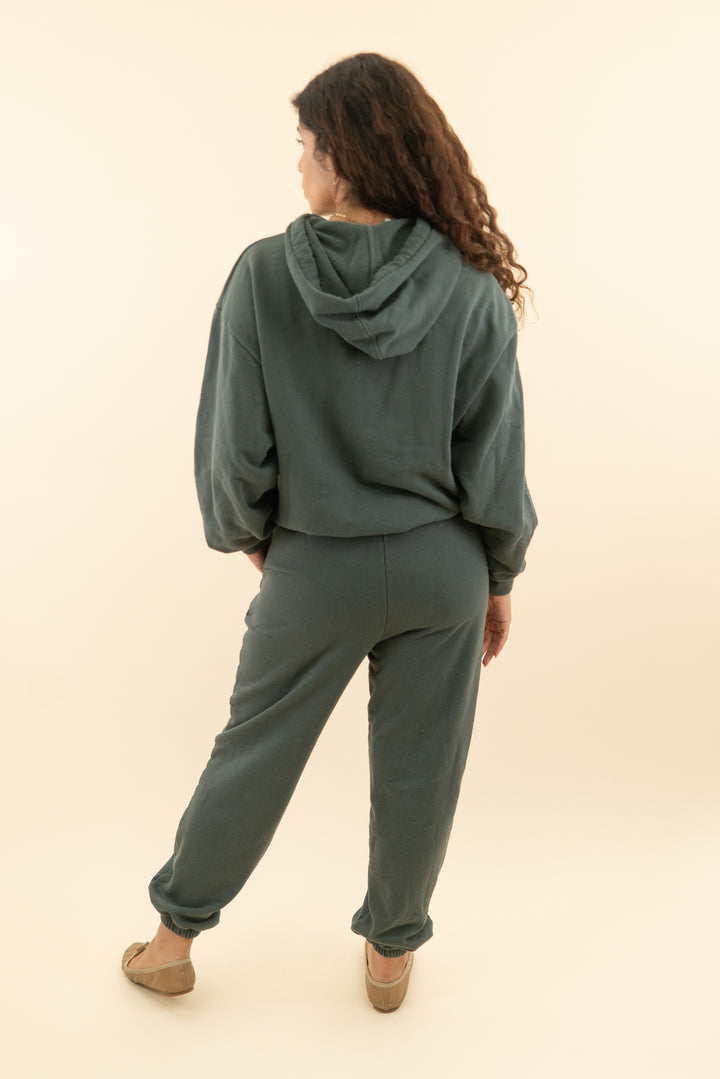 alo dark green hoodie and jogger set (s)
