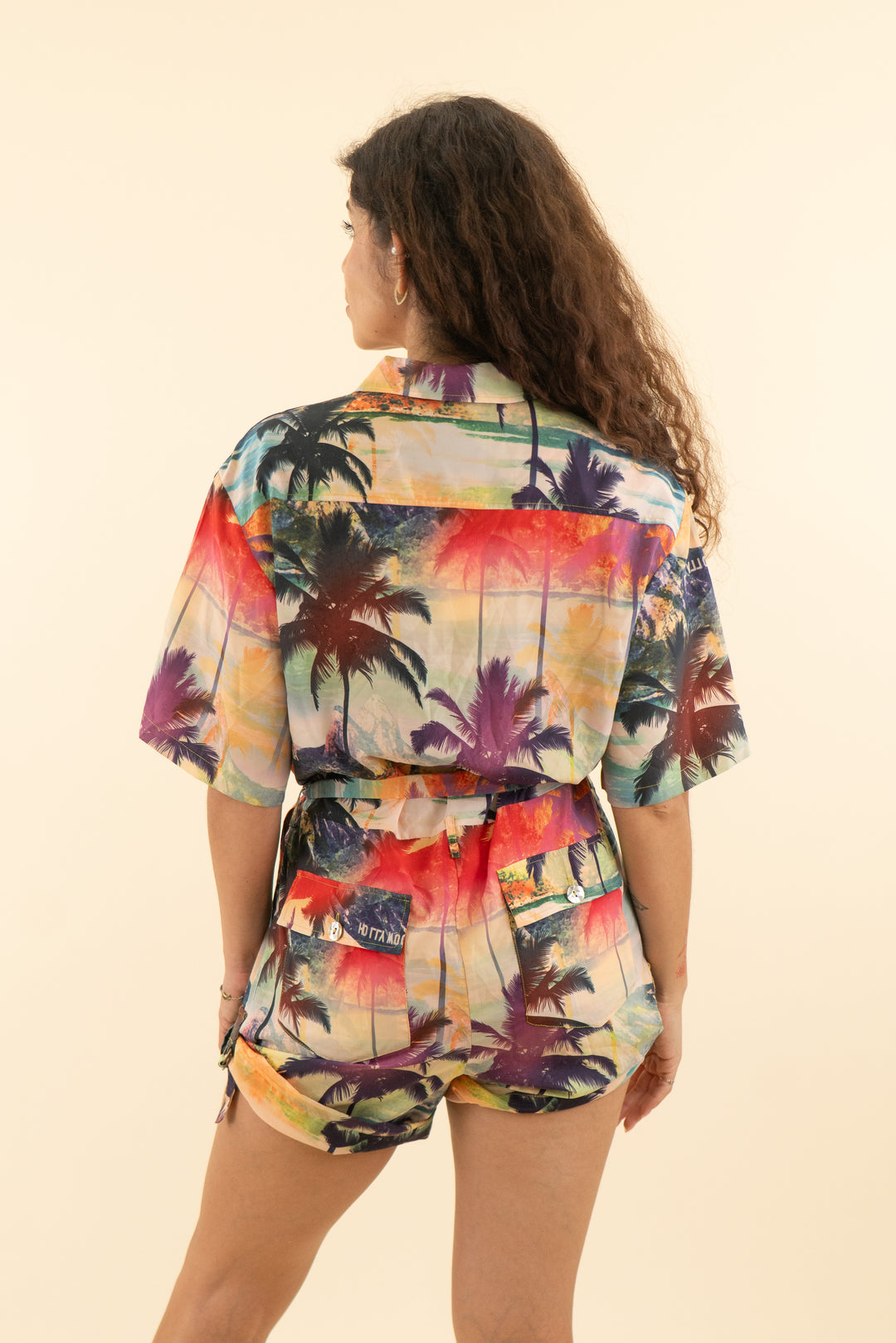 le superbe colorful hollywood short sleeve romper (s; retail $395)