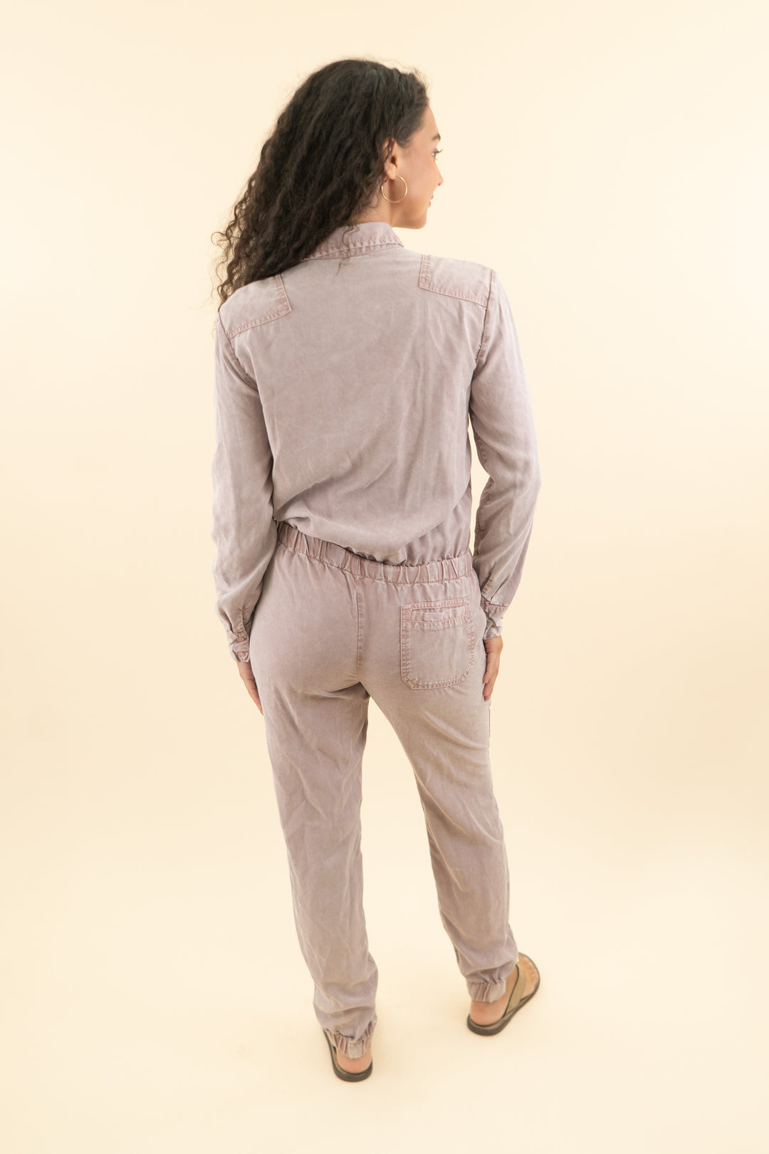 AUCTION yfb mauve washed long sleeve jumpsuit (s)