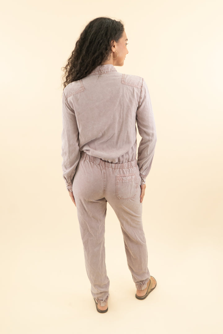 AUCTION yfb mauve washed long sleeve jumpsuit (s)