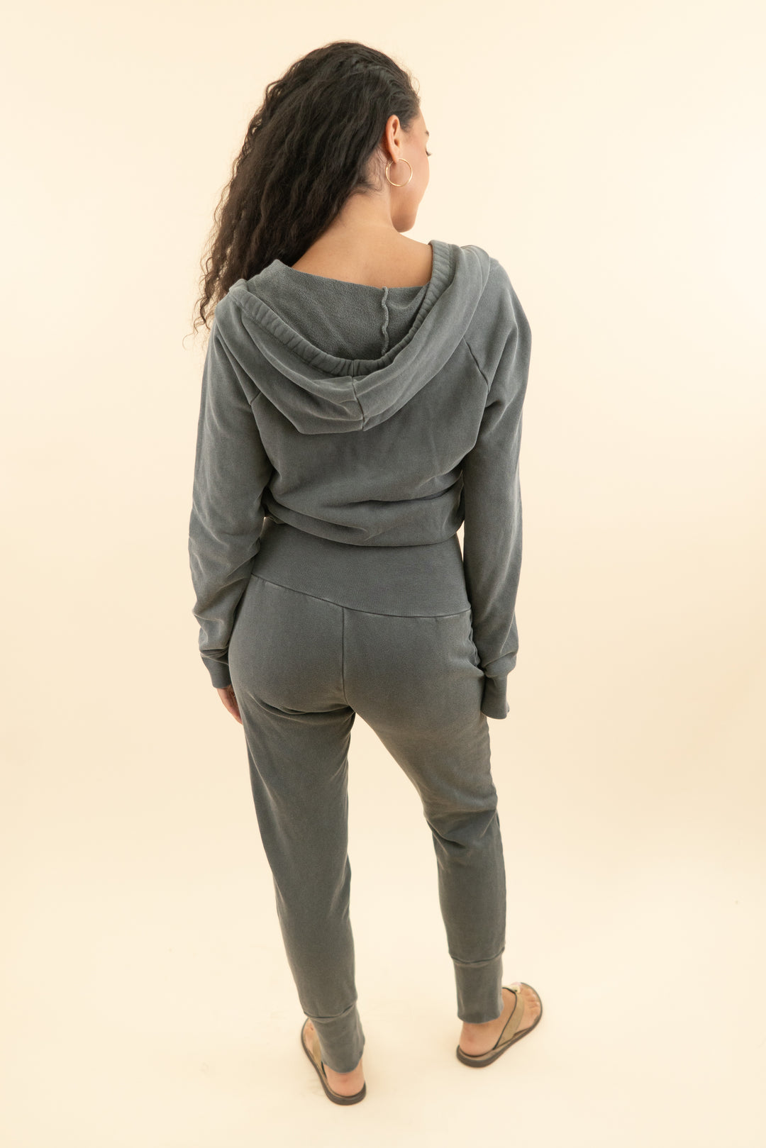nsf grey washed zip up hoodie jumpsuit (m; retail $395)