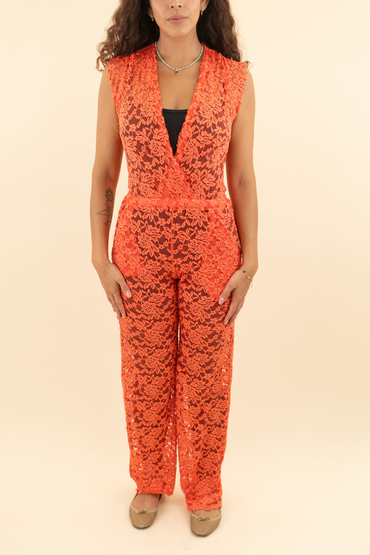 ripley rader orange lace jumpsuit (1; retail $198)