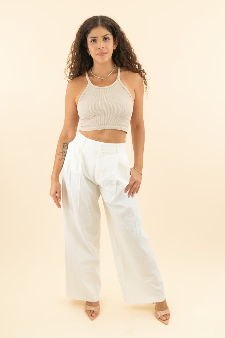 zara white pleated flare linen trouser (s; retail $79.90)