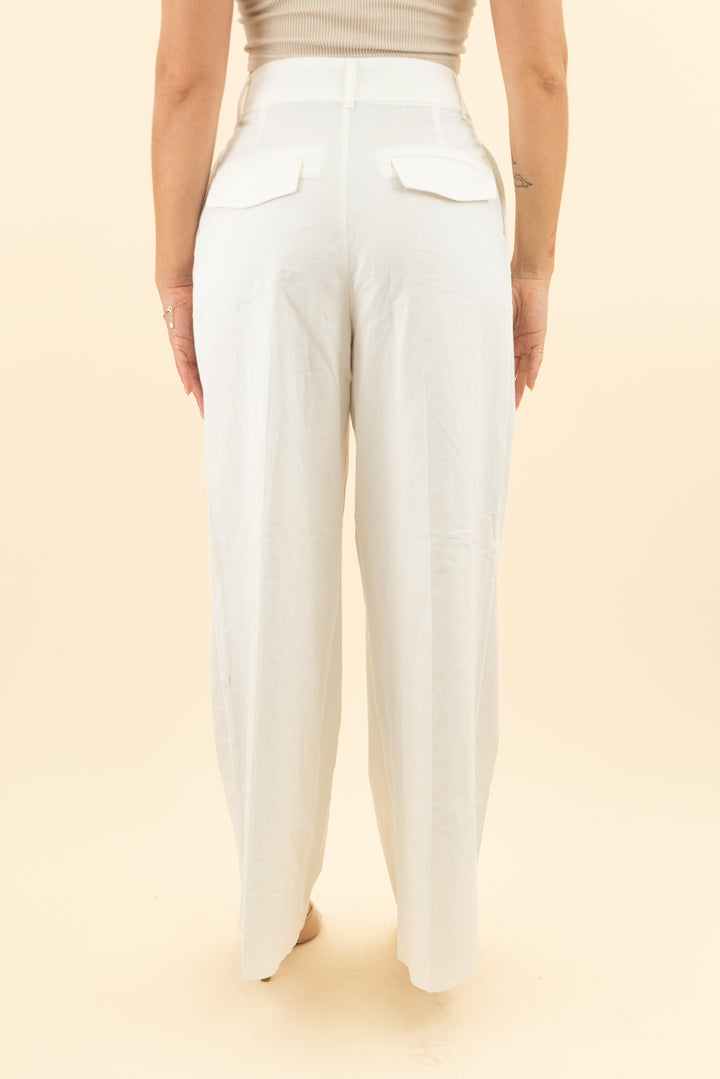 zara white pleated flare linen trouser (s; retail $79.90)