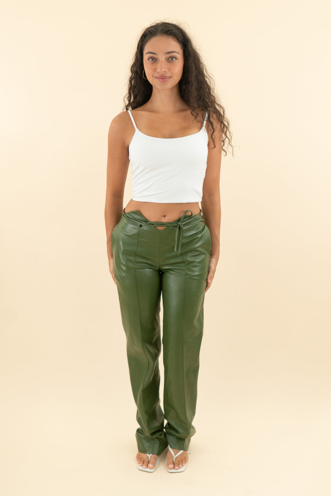 AUCTION aya muse olive green vegan leather trousers (s)