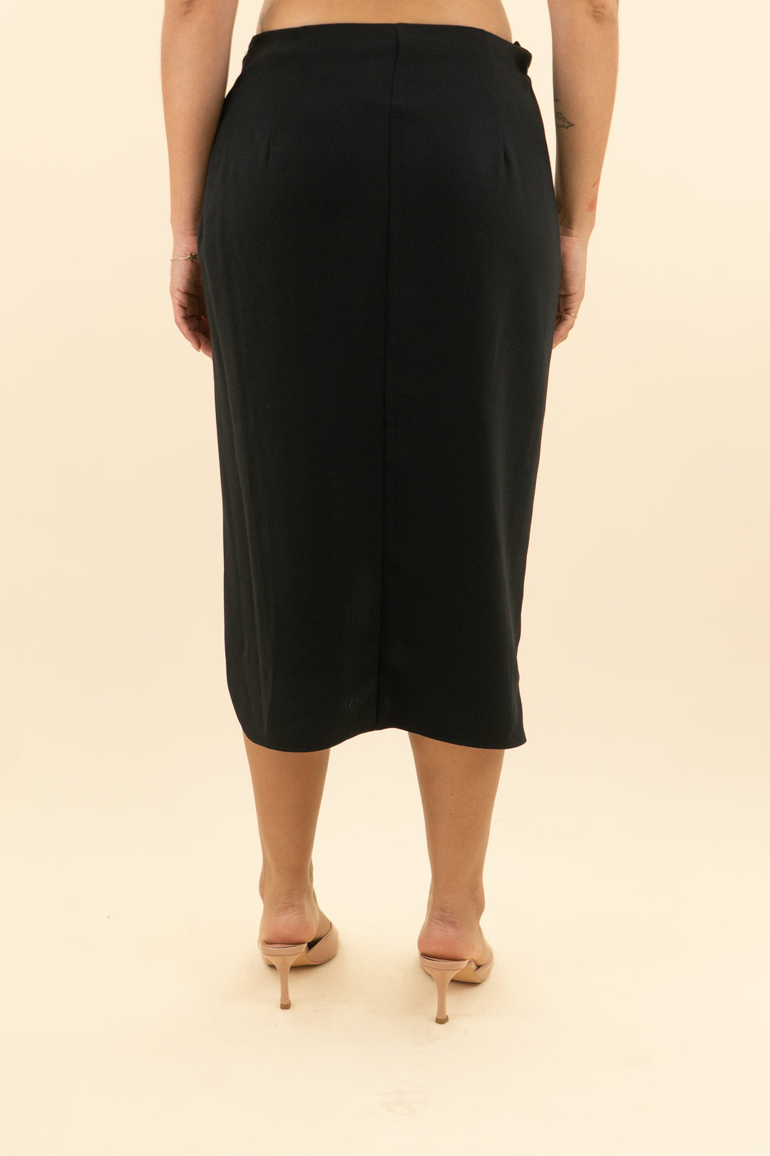 amanda uprichard black asymmetrical wrap midi skirt (m: retail $194)