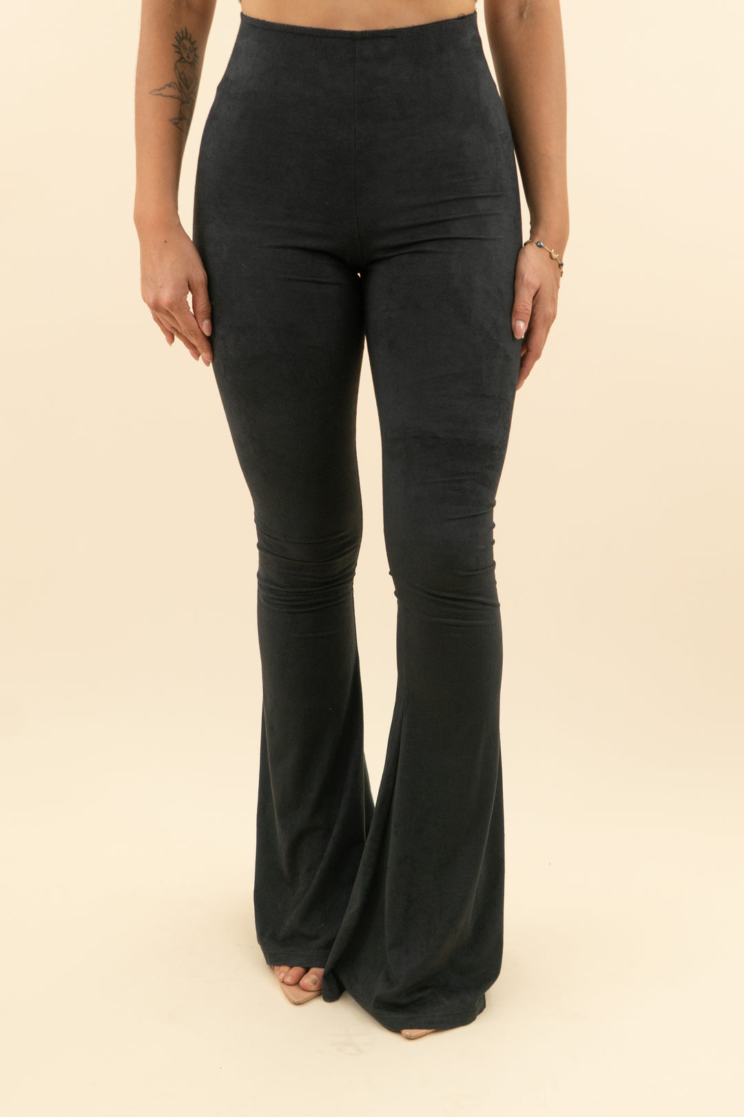show me your mumu black suede flare pants (s; retail $136)