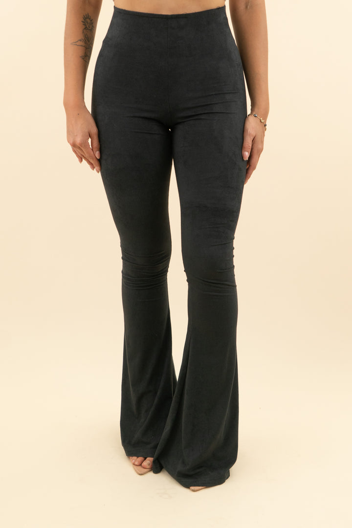 show me your mumu black suede flare pants (s; retail $136)