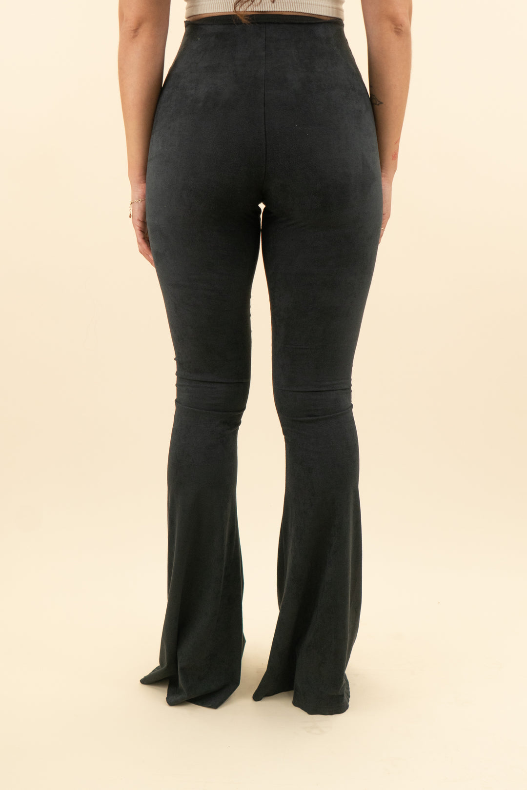 show me your mumu black suede flare pants (s; retail $136)