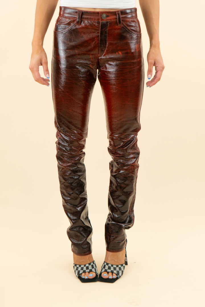 AUCTION isabel marant cherry faux patent leather pants (38)